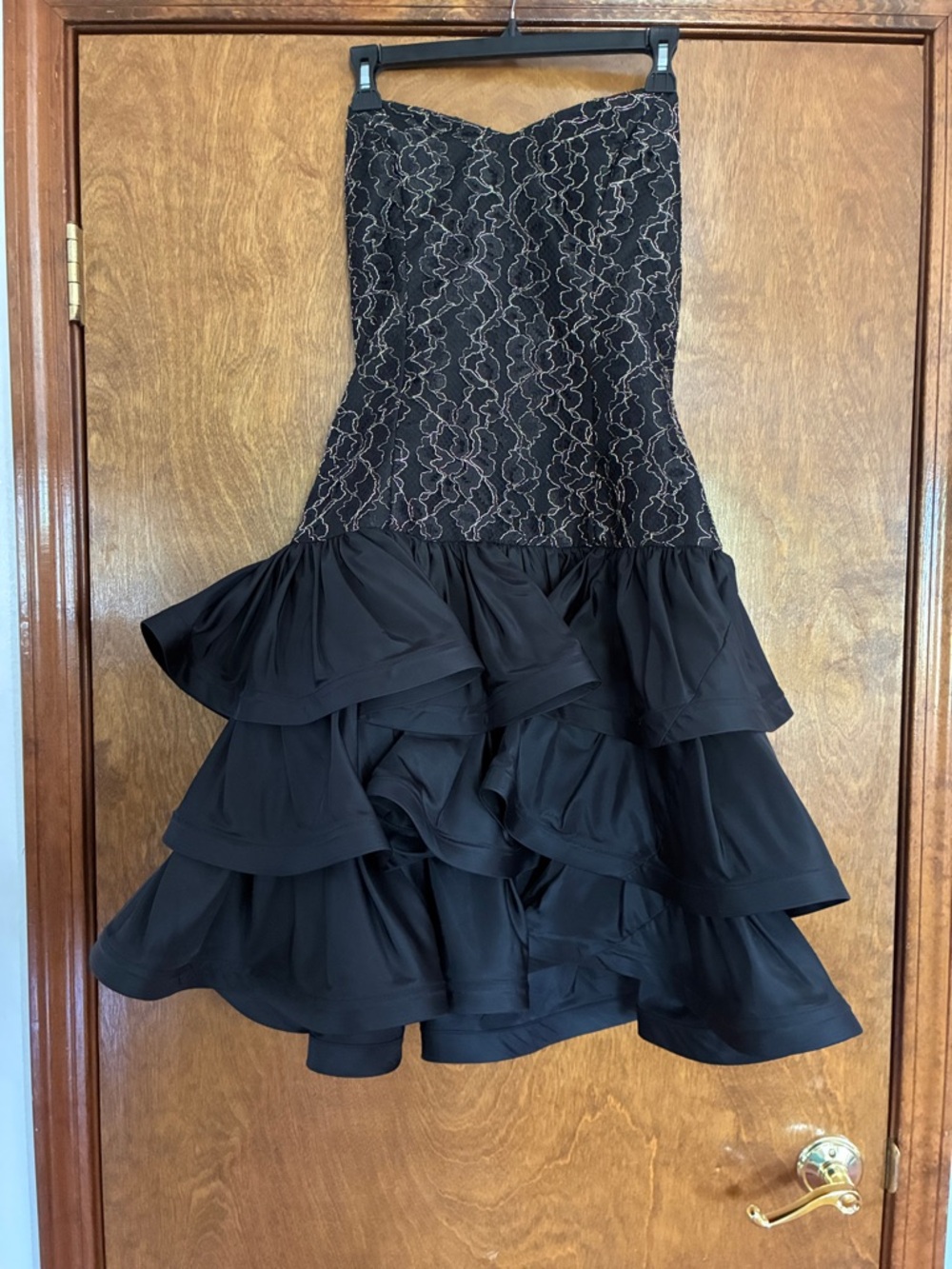 Vintage 1980’s Karen Lucas for Niki Strapless Black Ruffle Cocktail Dress 12